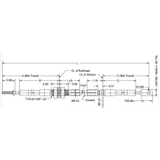 30-156-BH-GV-2-SHA, Cables, Push-Pull, 10-32 156 inches Long Bulkhead and Groove Style 2.0 inch Travel with 0.265 dia Eyelet 