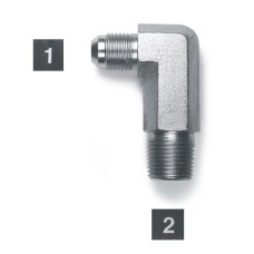 Hydraulic Adapters Elbow, 90°, Male, Long, JIC-Pipe (NPTF) 3/8-18