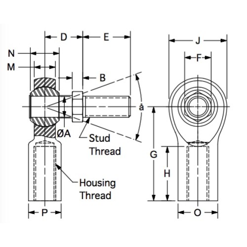 Zerk Fitting Bore Diameter: 0.7500 in Shank Thread Size: 3/4-16 Female Threaded Right Hand Spherical Rod End Aurora Bearing Company AW-12Z Grade: Precision 
