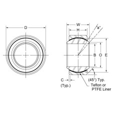 COMST-03, Bearings, Spherical Plain, 0.190 inch dia Bore 0.563 inch outer diamater 0.281 inch width Stainless Housing, PTFE Race  