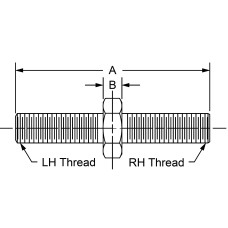 JSI-8F-2.9375, Threaded Adaptors, Bulk 1/2-20 RH Male Threads 1/2-20 LH Male Threads 2.9375 Overall Length Turnbuckle Style Jack Screws 