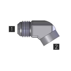 Hydraulic Adapters Elbow, 45°, Male-Female, JIC-Pipe (NPTF) 3/4-16